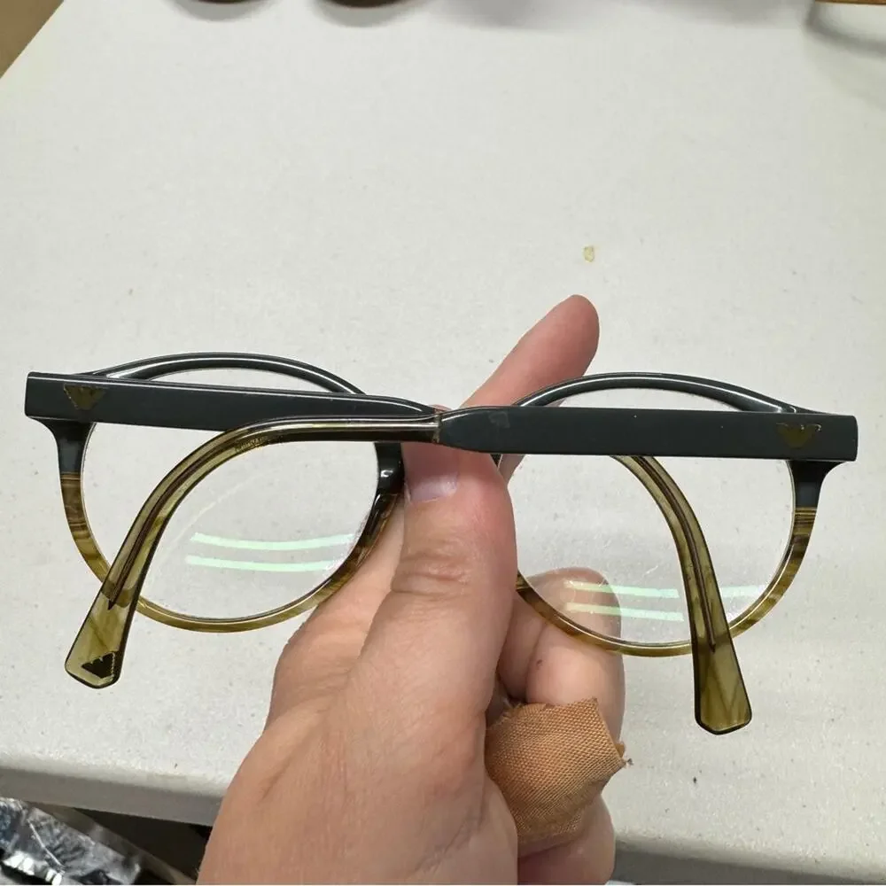 Giorgio Armani Green Tortious Shell Eye Glasses Frames Only Unisex